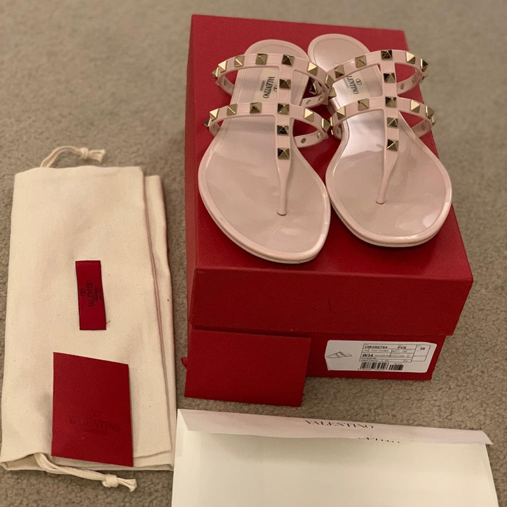 Valentino T- Strap Rockstud Sandal 38